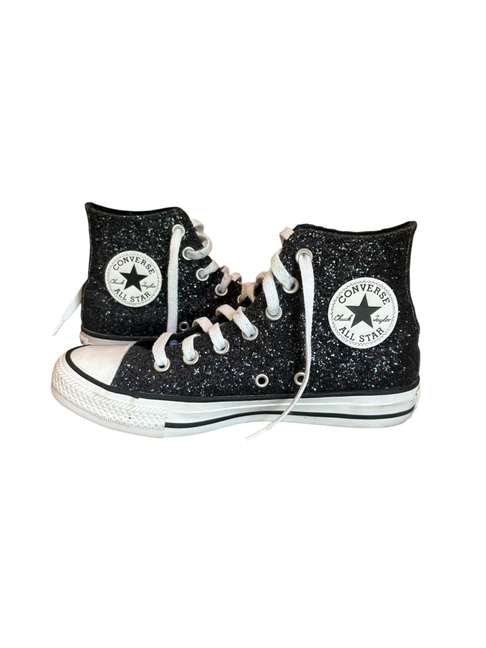 Converse Chuck Taylor All Star Black Glitter High Top Sneakers Womens Size 7